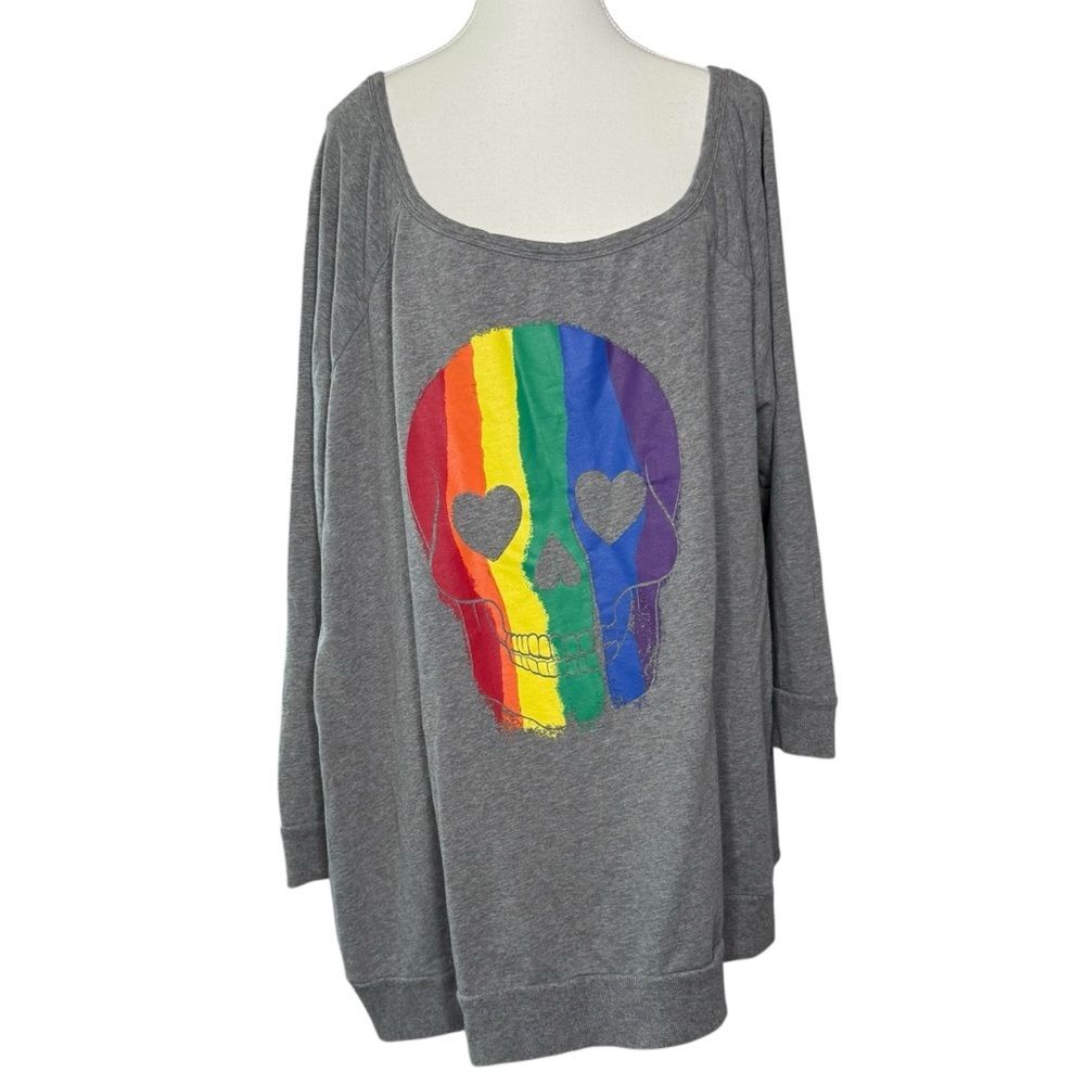 ▪️|EUC| TORRID Celebrate Love Rainbow Pride Off Shoulder Sweatshirt - Picture 2 of 8
